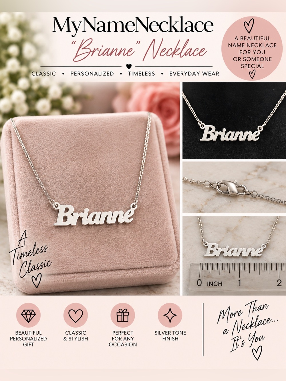 Brianne - MyNameNecklace silver “Brianne” necklace